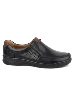 Buty męskie skórzane casual wsuwane 58KAM licowe czarne ze sklepu butyolivier w kategorii Półbuty męskie - zdjęcie 171363098