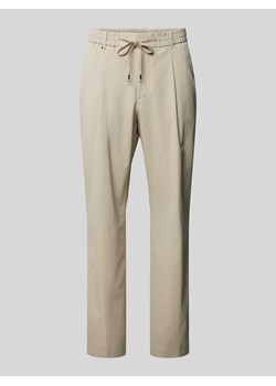 Spodnie o kroju regular fit z zakładkami w pasie i fakturowanym wzorem model ‘Perin’ ze sklepu Peek&Cloppenburg  w kategorii Spodnie męskie - zdjęcie 171364119