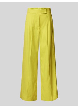 Spodnie lniane o kroju regular fit z zakładkami w pasie ze sklepu Peek&Cloppenburg  w kategorii Spodnie damskie - zdjęcie 171364478