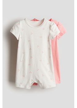 H & M - Kombinezon z bawełnianego dżerseju 2-pak - Różowy ze sklepu H&M w kategorii Odzież dla niemowląt - zdjęcie 171364918