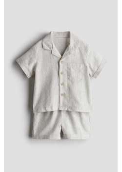 H & M - Lniany komplet 2-częściowy - Brązowy ze sklepu H&M w kategorii Odzież dla niemowląt - zdjęcie 171365036
