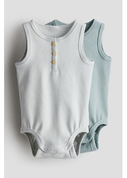 H & M - Bawełniane body 2-pak - Turkusowy ze sklepu H&M w kategorii Odzież dla niemowląt - zdjęcie 171365086