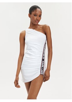 KARL LAGERFELD Sukienka koktajlowa 240W2223 Biały Skinny Fit ze sklepu MODIVO w kategorii Sukienki - zdjęcie 171367556