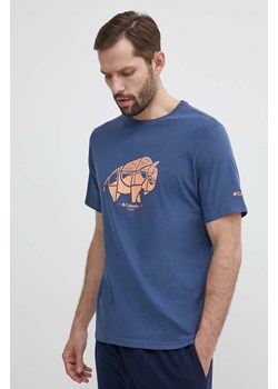 Columbia t-shirt bawełniany Rockaway River kolor niebieski z nadrukiem 2036401 ze sklepu ANSWEAR.com w kategorii T-shirty męskie - zdjęcie 171372017