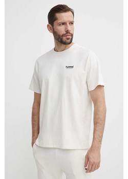 Hummel t-shirt bawełniany męski kolor beżowy z nadrukiem ze sklepu ANSWEAR.com w kategorii T-shirty męskie - zdjęcie 171372079