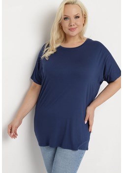 Granatowy T-shirt z Rękawami w typie Nietoperza Salilena ze sklepu Born2be Odzież w kategorii Bluzki damskie - zdjęcie 171372235