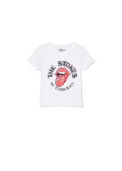 Cropp - Koszulka biała z krótkim rękawem The Rolling Stones - biały ze sklepu Cropp w kategorii Bluzki damskie - zdjęcie 171372595