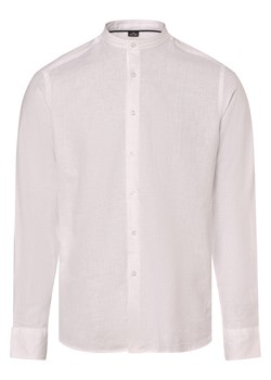 Nils Sundström Koszula męska z zawartością lnu Mężczyźni Modern Fit Bawełna biały jednolity ze sklepu vangraaf w kategorii Koszule męskie - zdjęcie 171374215