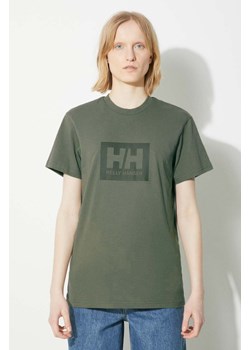 Helly Hansen t-shirt bawełniany kolor zielony z nadrukiem ze sklepu PRM w kategorii T-shirty męskie - zdjęcie 171374908