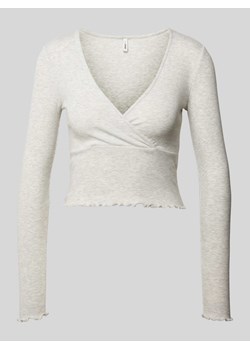 Bluzka krótka w kopertowym stylu z długim rękawem model ‘LINA’ ze sklepu Peek&Cloppenburg  w kategorii Bluzki damskie - zdjęcie 171375328