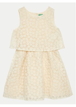United Colors Of Benetton Sukienka letnia 4W8NCV02I Écru Regular Fit ze sklepu MODIVO w kategorii Sukienki dziewczęce - zdjęcie 171377685