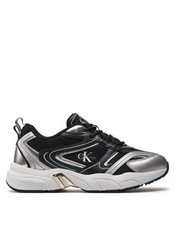 Sneakersy Calvin Klein Jeans Retro Tennis Low Lace Mh Ml Mr YW0YW01381 Black/Silver 0GN ze sklepu eobuwie.pl w kategorii Buty sportowe damskie - zdjęcie 171379619