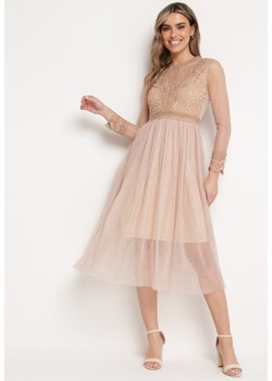 Beżowa Sukienka Phaerusa ze sklepu Born2be Odzież w kategorii Sukienki - zdjęcie 171380905