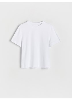 Reserved - T-shirt z merceryzowanej bawełny - biały ze sklepu Reserved w kategorii Bluzki damskie - zdjęcie 171393626