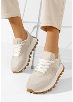 Beżowe sneakersy na platformie Evalina ze sklepu Zapatos w kategorii Buty sportowe damskie - zdjęcie 171394205