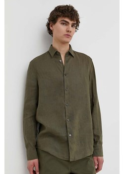 Drykorn koszula lniana RAMIS kolor zielony relaxed z kołnierzykiem klasycznym 126004 47350 ze sklepu ANSWEAR.com w kategorii Koszule męskie - zdjęcie 171394587