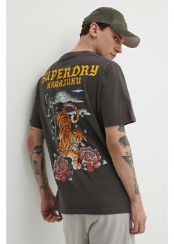 Superdry t-shirt bawełniany męski kolor szary z nadrukiem ze sklepu ANSWEAR.com w kategorii T-shirty męskie - zdjęcie 171395398