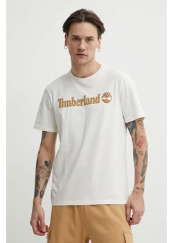 Timberland t-shirt bawełniany męski kolor beżowy z nadrukiem TB0A5UPQCM91 ze sklepu ANSWEAR.com w kategorii T-shirty męskie - zdjęcie 171395437