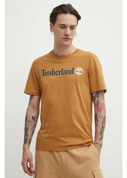 Timberland t-shirt bawełniany męski kolor brązowy z nadrukiem TB0A5UPQP471 ze sklepu ANSWEAR.com w kategorii T-shirty męskie - zdjęcie 171395447