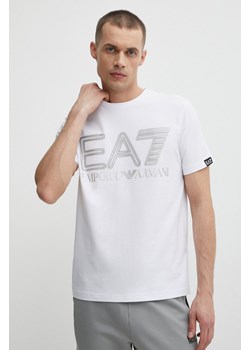EA7 Emporio Armani t-shirt męski kolor biały z nadrukiem ze sklepu ANSWEAR.com w kategorii T-shirty męskie - zdjęcie 171395477