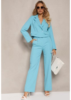 Niebieskie Spodnie Garniturowe z Lekko Rozszerzanymi Nogawkami Lienta ze sklepu Renee odzież w kategorii Spodnie damskie - zdjęcie 171396327