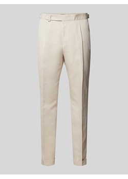 Spodnie lniane o kroju slim fit w kant model ‘Perin’ ze sklepu Peek&Cloppenburg  w kategorii Spodnie męskie - zdjęcie 171397025