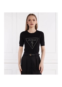 GUESS Sweter KAYLA LOGO RN SS SWTR | Slim Fit ze sklepu Gomez Fashion Store w kategorii Swetry damskie - zdjęcie 171397176