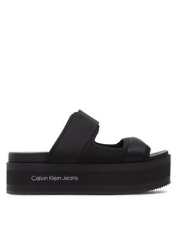 Calvin Klein Jeans Klapki Flatporm Sandal Webb YW0YW01074 Czarny ze sklepu MODIVO w kategorii Klapki damskie - zdjęcie 171400208