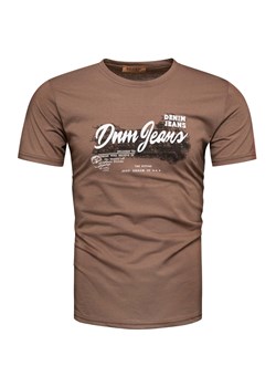 Koszulka męska t-shirt z nadrukiem brązowy Recea ze sklepu Recea.pl w kategorii T-shirty męskie - zdjęcie 171404348