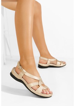 Złote sandały damskie skórzane Zinga ze sklepu Zapatos w kategorii Sandały damskie - zdjęcie 171406646