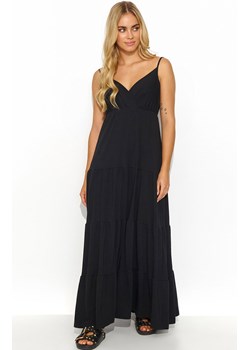 Długa sukienka z falbanami czarna M821, Kolor czarny, Rozmiar S, Makadamia ze sklepu Primodo w kategorii Sukienki - zdjęcie 171409997
