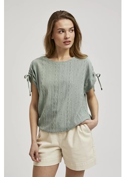 Bluzka z wiązaniem na rękawach oliwkowa ze sklepu Moodo.pl w kategorii Bluzki damskie - zdjęcie 171421479