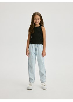 Reserved - Jeansy baggy fit z efektem sprania - niebieski ze sklepu Reserved w kategorii Spodnie dziewczęce - zdjęcie 171425986