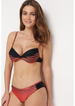 Czerwono-Czarne Bikini 2-Częściowe w Paski Biustonosz na Cienkich Ramiączkach i Majtki Figi Catara ze sklepu Born2be Odzież w kategorii Stroje kąpielowe - zdjęcie 171426145