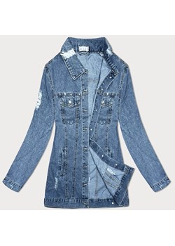Luźna kurtka jeansowa z przetarciami niebieska (T2850) ze sklepu goodlookin.pl w kategorii Kurtki damskie - zdjęcie 171427966