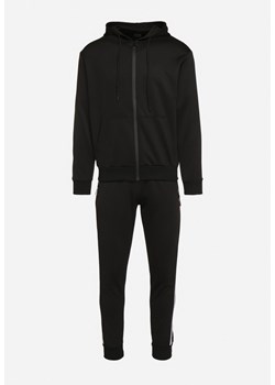 Czarny Komplet Dresowy Rozpinana Bluza z Kapturem i Spodnie Ellira ze sklepu Born2be Odzież w kategorii Spodnie męskie - zdjęcie 171430545