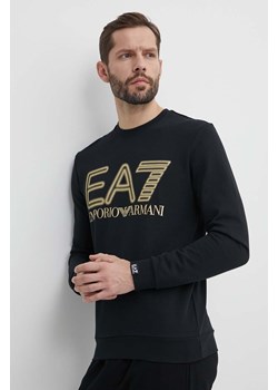 EA7 Emporio Armani bluza bawełniana męska kolor czarny z nadrukiem ze sklepu ANSWEAR.com w kategorii Bluzy męskie - zdjęcie 171435425