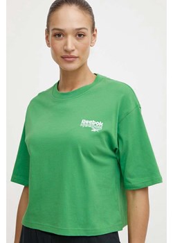 Reebok t-shirt bawełniany damski kolor zielony 100075957 ze sklepu ANSWEAR.com w kategorii Bluzki damskie - zdjęcie 171435855