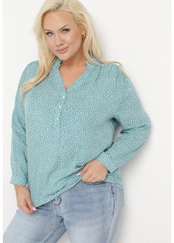 Niebieska   Bluzka Wiskozowa z Guzikami w Kropki Jelle ze sklepu Born2be Odzież w kategorii Koszule damskie - zdjęcie 171437406