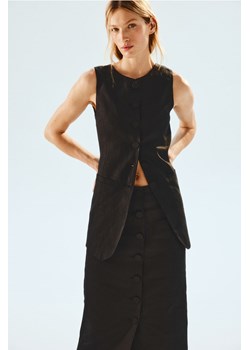 H & M - Lniana spódnica z guzikami - Czarny ze sklepu H&M w kategorii Spódnice - zdjęcie 171438368