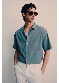 H & M - Koszula z domieszką lnu Regular Fit - Turkusowy ze sklepu H&M w kategorii Koszule męskie - zdjęcie 171438369