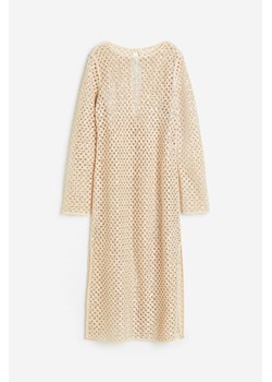 H & M - Sukienka z ażurowej dzianiny z cekinami - Beżowy ze sklepu H&M w kategorii Sukienki - zdjęcie 171438457