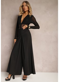 Czarne Spodnie Culottes z Paskiem i Szerokimi Nogawkami Imitującymi Spódnicę Aimleda ze sklepu Renee odzież w kategorii Spodnie damskie - zdjęcie 171438948