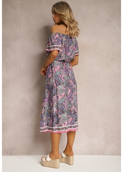 Różowa Sukienka Hiszpanka z Bawełnianej Tkaniny we Wzór Paisley Arissela ze sklepu Renee odzież w kategorii Sukienki - zdjęcie 171439025