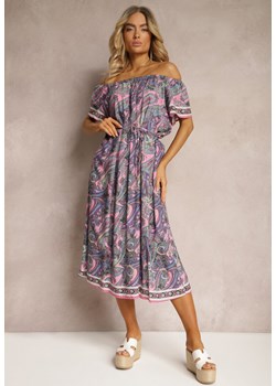 Różowa Sukienka Hiszpanka z Bawełnianej Tkaniny we Wzór Paisley Arissela ze sklepu Renee odzież w kategorii Sukienki - zdjęcie 171439026
