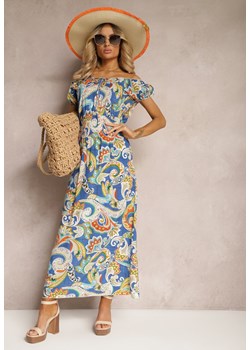 Niebieska Sukienka na Lato z Bawełny w Stylu Boho Hiszpanki Lenadia ze sklepu Renee odzież w kategorii Sukienki - zdjęcie 171439068