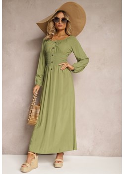 Zielona Rozkloszowana Sukienka z Wiskozy o Kroju Hiszpanki Batria ze sklepu Renee odzież w kategorii Sukienki - zdjęcie 171439278