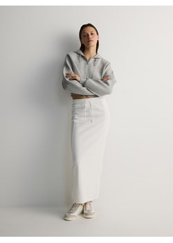 Reserved - Spódnica midi z przeszyciami - złamana biel ze sklepu Reserved w kategorii Spódnice - zdjęcie 171440448