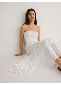 Reserved - Spódnica maxi z falbanami - biały ze sklepu Reserved w kategorii Spódnice - zdjęcie 171440458