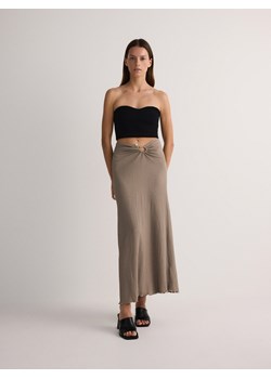 Reserved - Dzianinowa spódnica midi - beżowy ze sklepu Reserved w kategorii Spódnice - zdjęcie 171440469